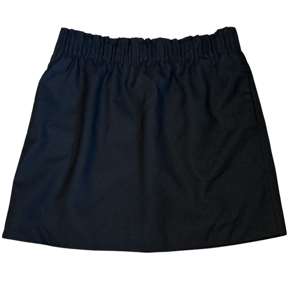 J. Crew Black Wool Blend A-Line Paper Bag Mini Skirt, Size 10, Minimalist Staple